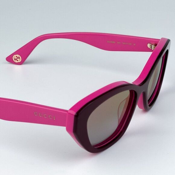 SALE! NEW Gucci GG1638S 003 Burgundy Fuchsia Mirrored Women Cat Eye Sunglasses